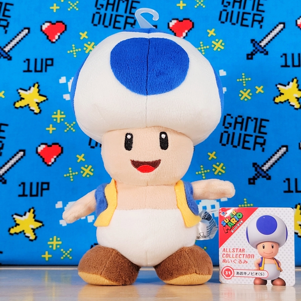 Super Mario All Star Collection Blue Toad 8" #31 Nintendo Little Buddy Plush NWT
